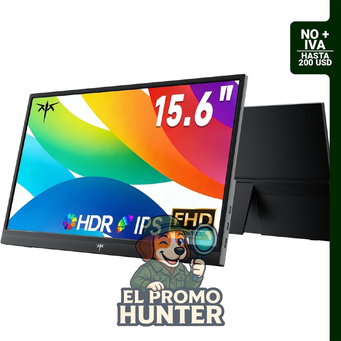 Monitor portátil KTC de 15.6" (39.6 cm) FHD 1080P, con conectividad USB-C y HDMI, pantalla IPS HDR delgada.