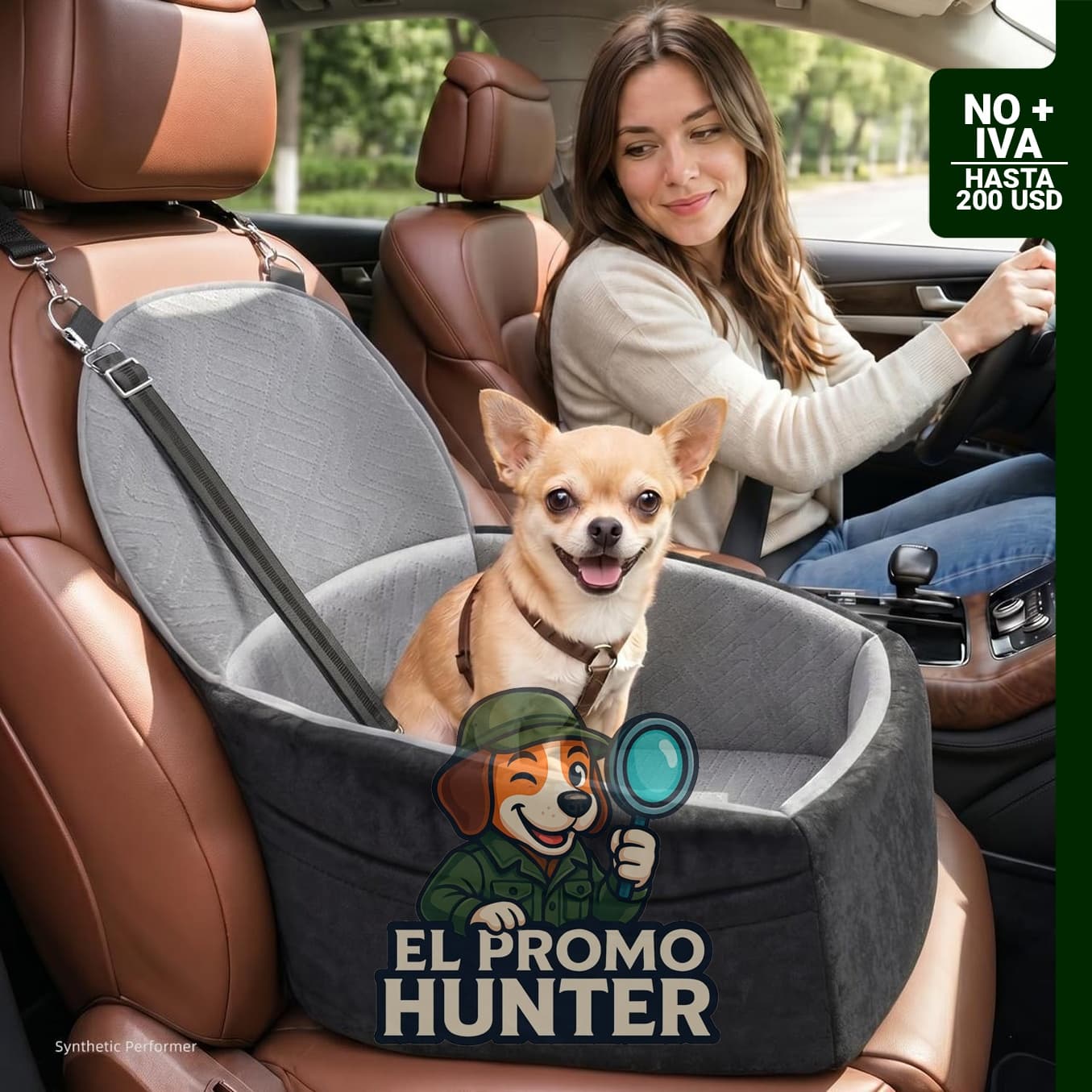 Asiento elevador para perro NUPIDA con respaldo extendido, apto para mascotas pequeñas y medianas, hasta 13.6 kg.