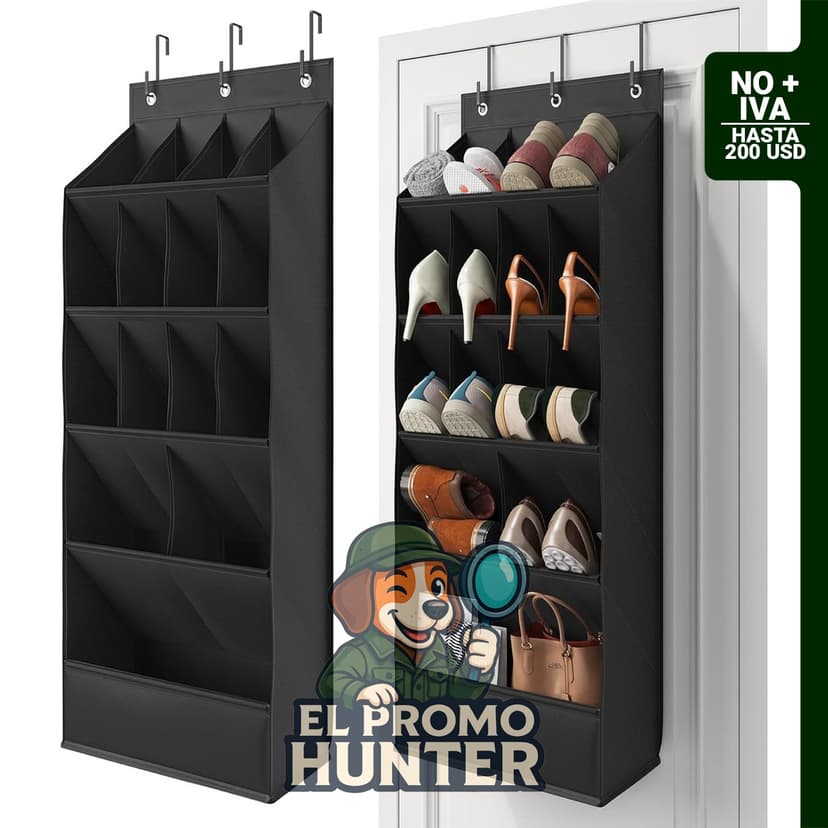 Organizador de zapatos colgante para puerta, capacidad para más de 18 pares, con bolsillos transpirables.