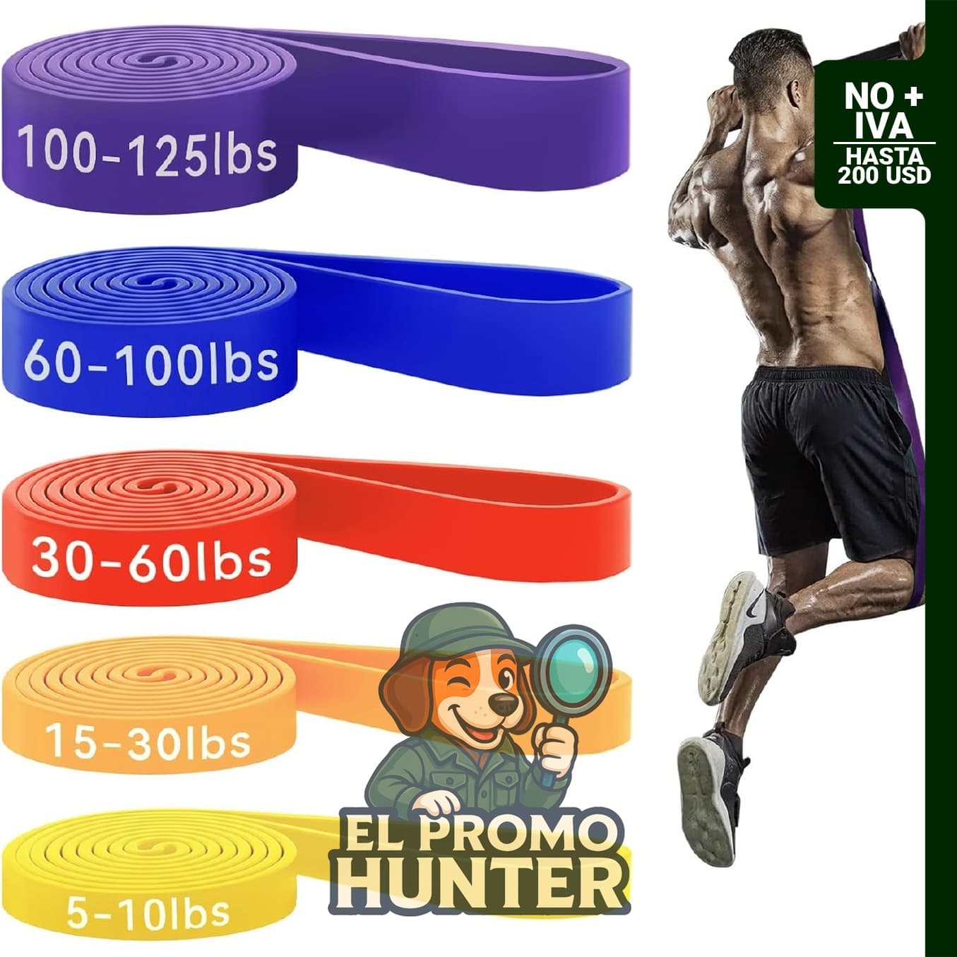 Bandas de resistencia HAPBEAR para ejercicios, entrenamiento muscular y estiramientos.