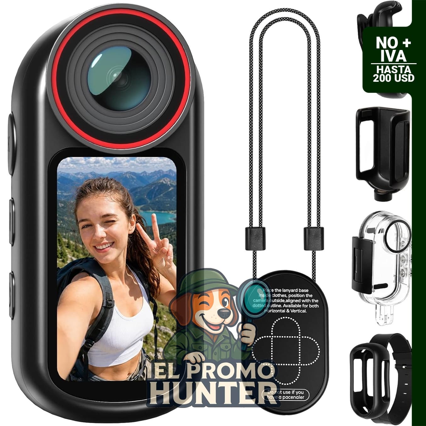 Mini cámara corporal 4K con grabación de audio y video, pantalla de 3.81 cm, conectividad WiFi, magnética y portátil.