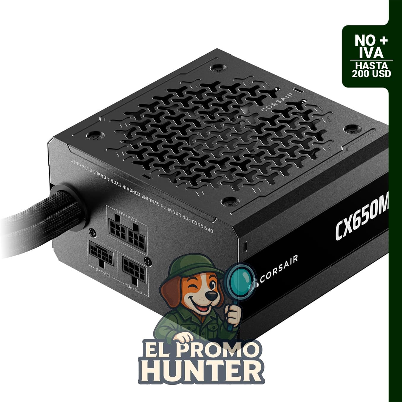 Fuente de alimentación semimodular CORSAIR CX650M de 650 W, ATX 3.1, PCIe 5.1, bajo ruido, con cable de 12V-2x6.