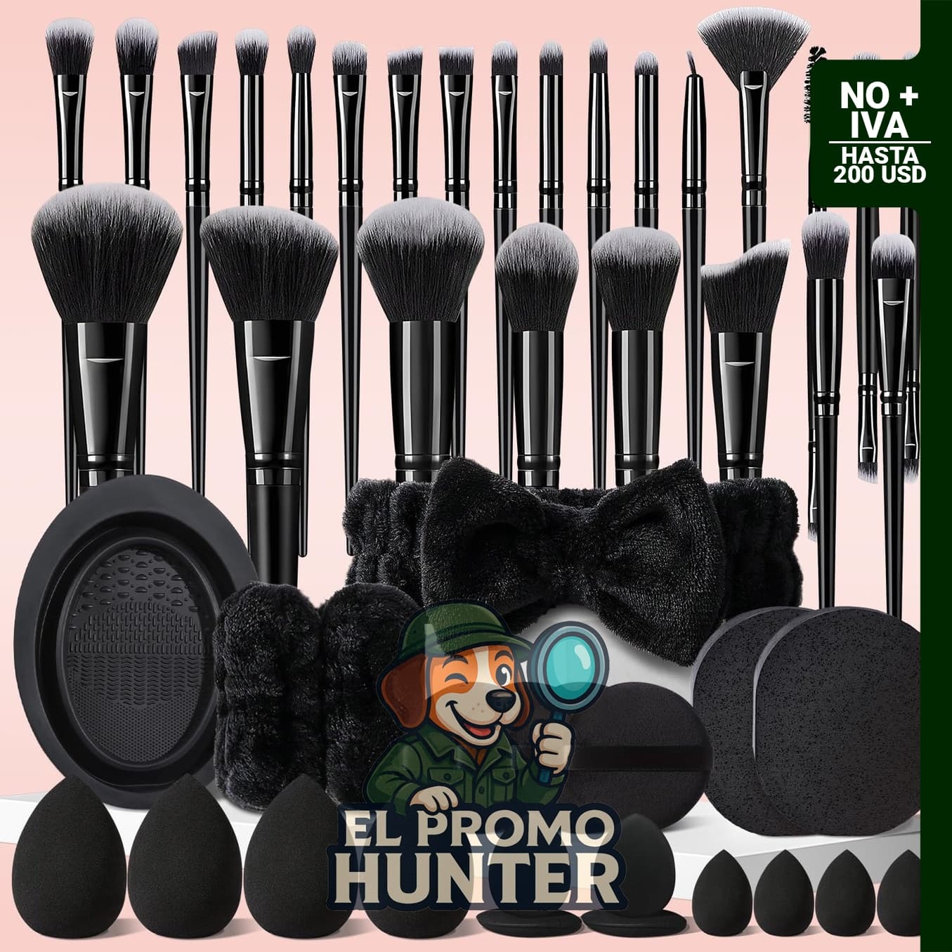 Juego de 47 brochas de maquillaje sintéticas para base, rubor, corrector y sombra de ojos.