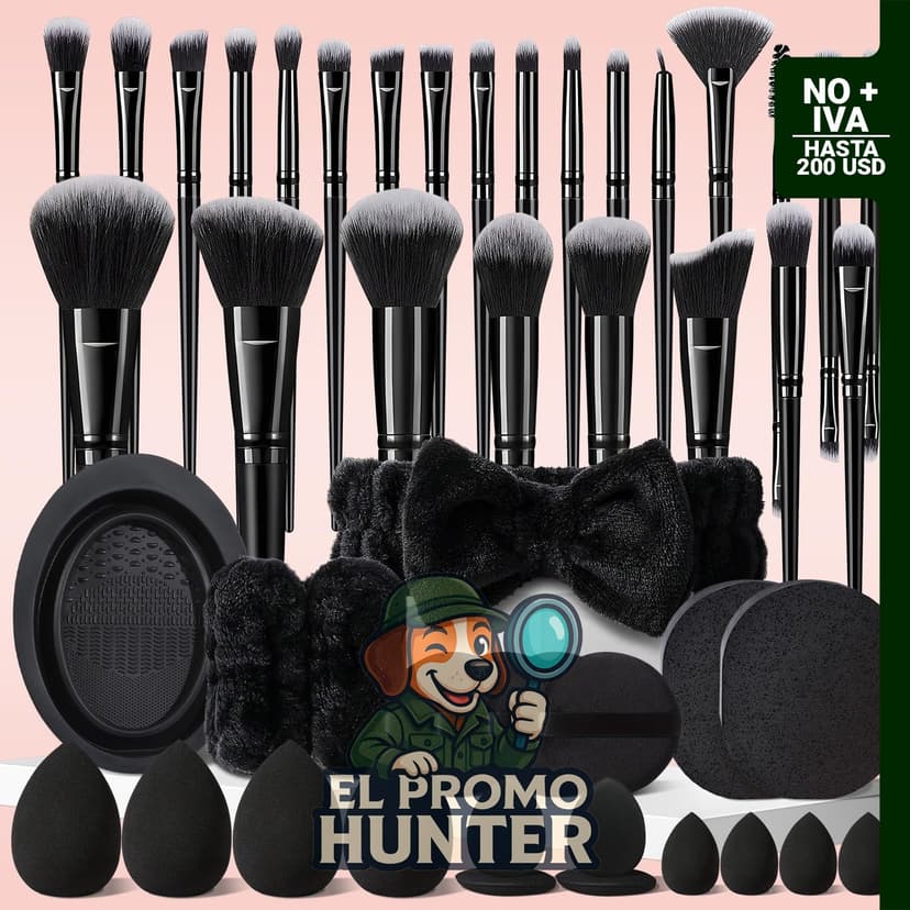 Juego de 47 brochas de maquillaje sintéticas para base, rubor, corrector y sombra de ojos.
