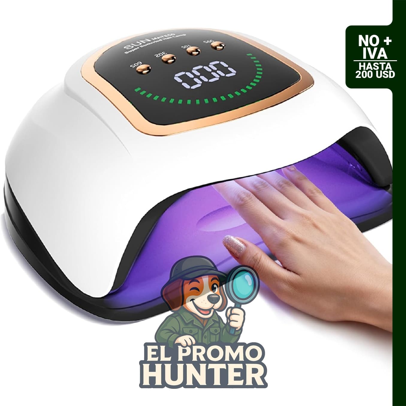 Lámpara de uñas UV mejorada con sensor automático y 4 ajustes de temporizador.
