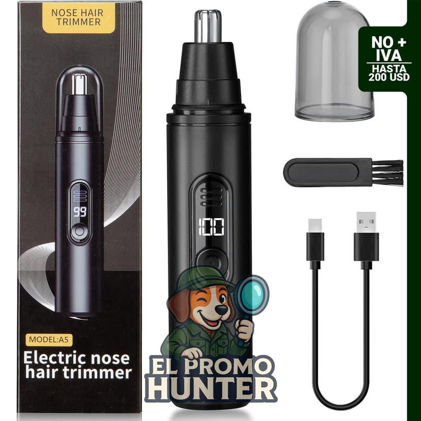 Recortadora de pelo de nariz y oreja, recargable, con pantalla LED, resistente al agua y portátil.