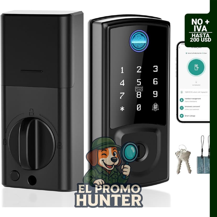 Cerradura inteligente 5 en 1 con huella dactilar y conectividad WiFi.