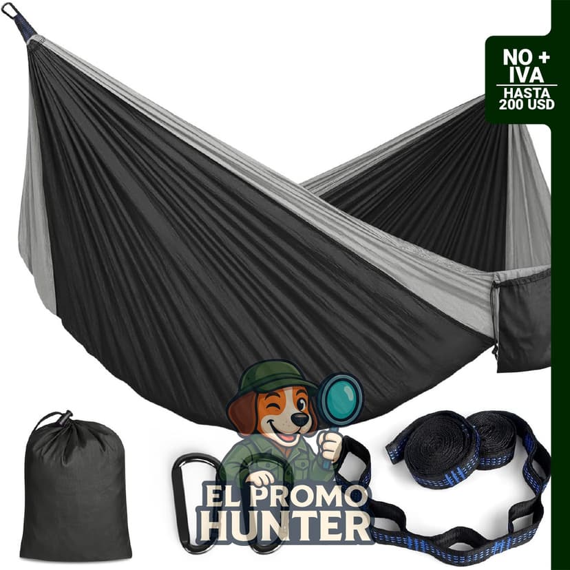 Hamaca de camping de 295 x 140 cm con capacidad de hasta 318 kg.