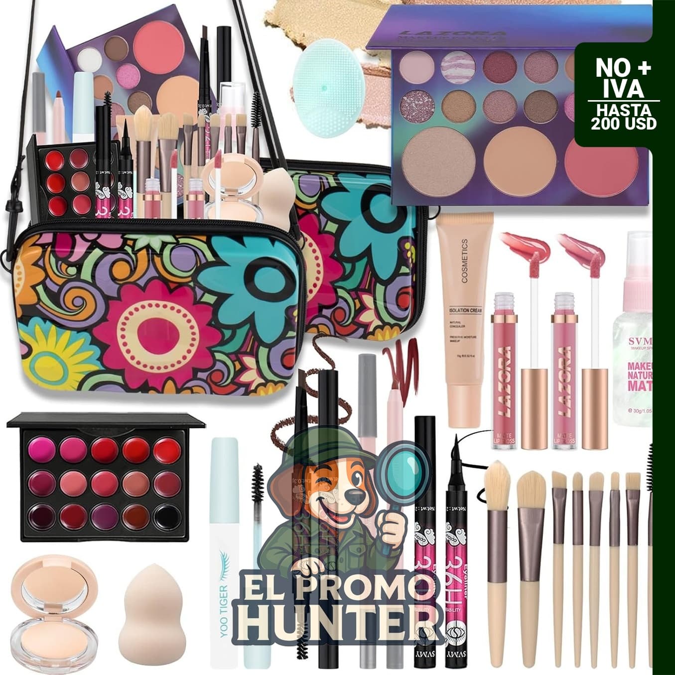 Kit de maquillaje completo para adolescentes con brochas.