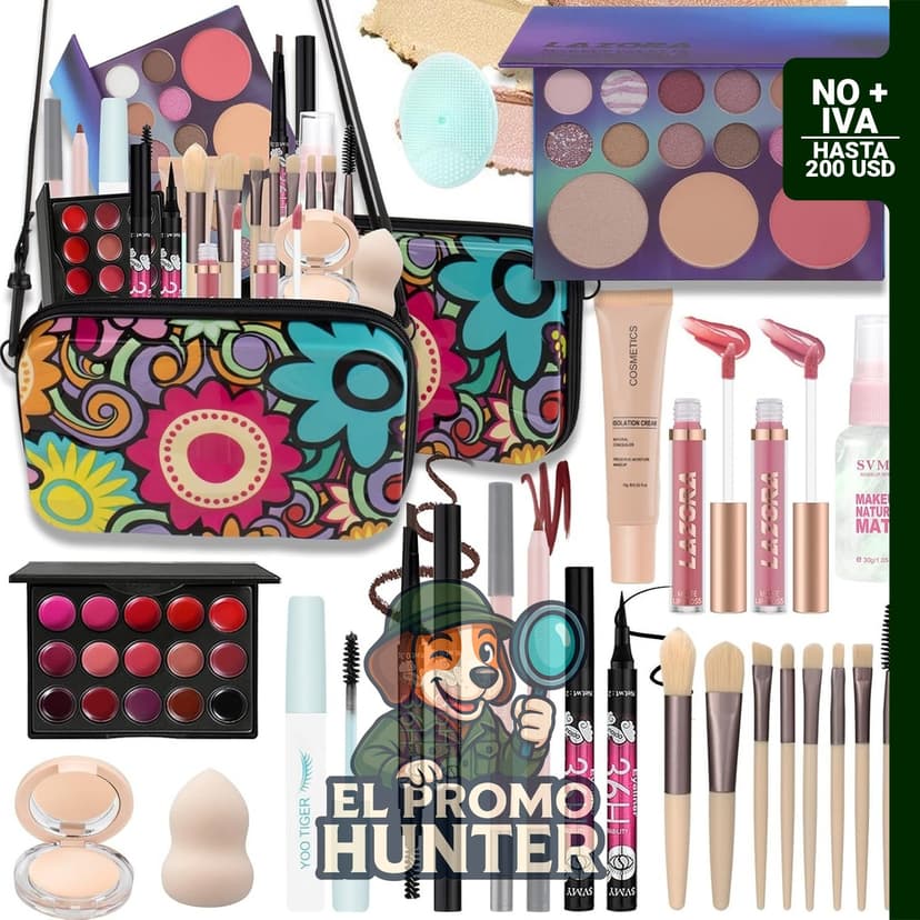 Kit de maquillaje completo para adolescentes con brochas.