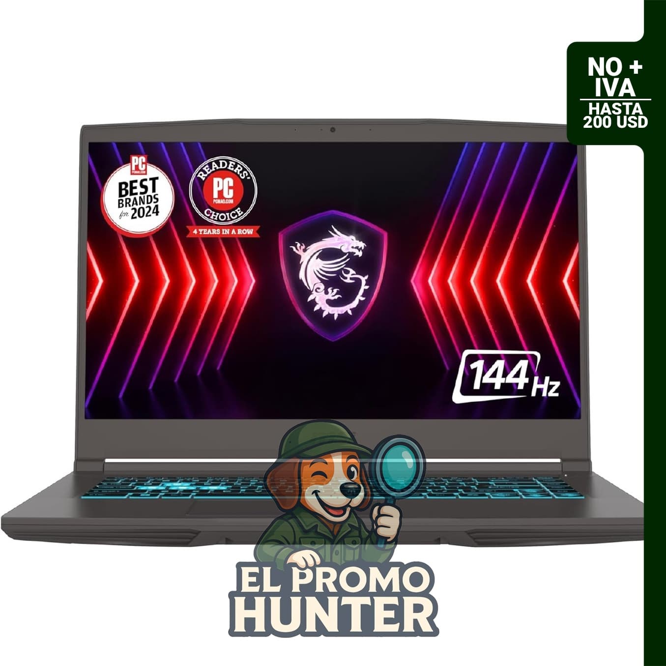 Portátil MSI Thin A15 de 15.6" (39.6 cm) FHD, procesador Ryzen 5-7535HS, NVIDIA GeForce RTX 2050, 8GB DDR5, 512GB NVMe SSD.