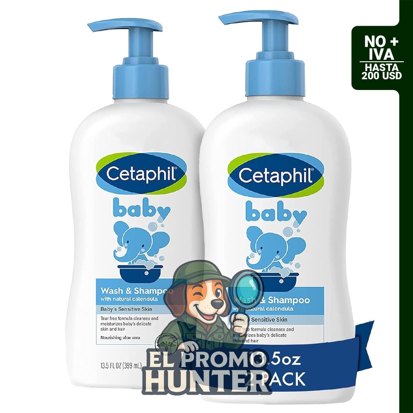Jabón y champú para bebés Cetaphil, fórmula suave y hipoalergénica.
