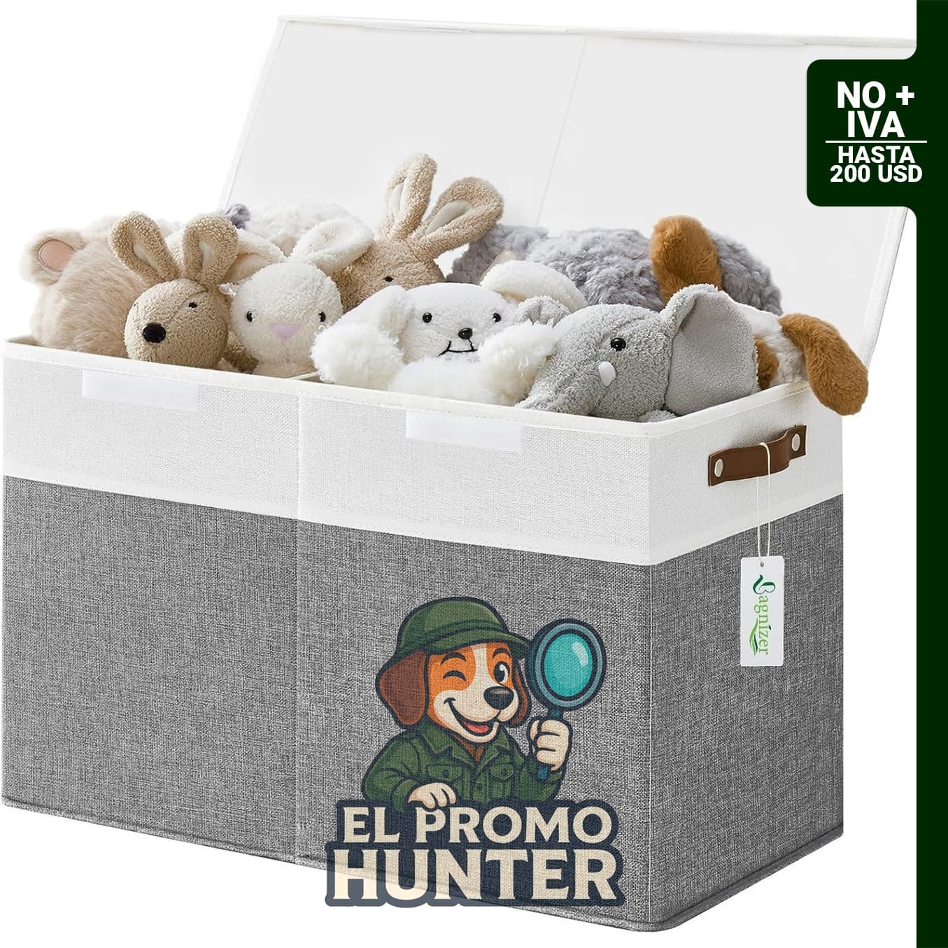 Caja grande de almacenamiento de juguetes con tapas, organizador plegable y resistente.