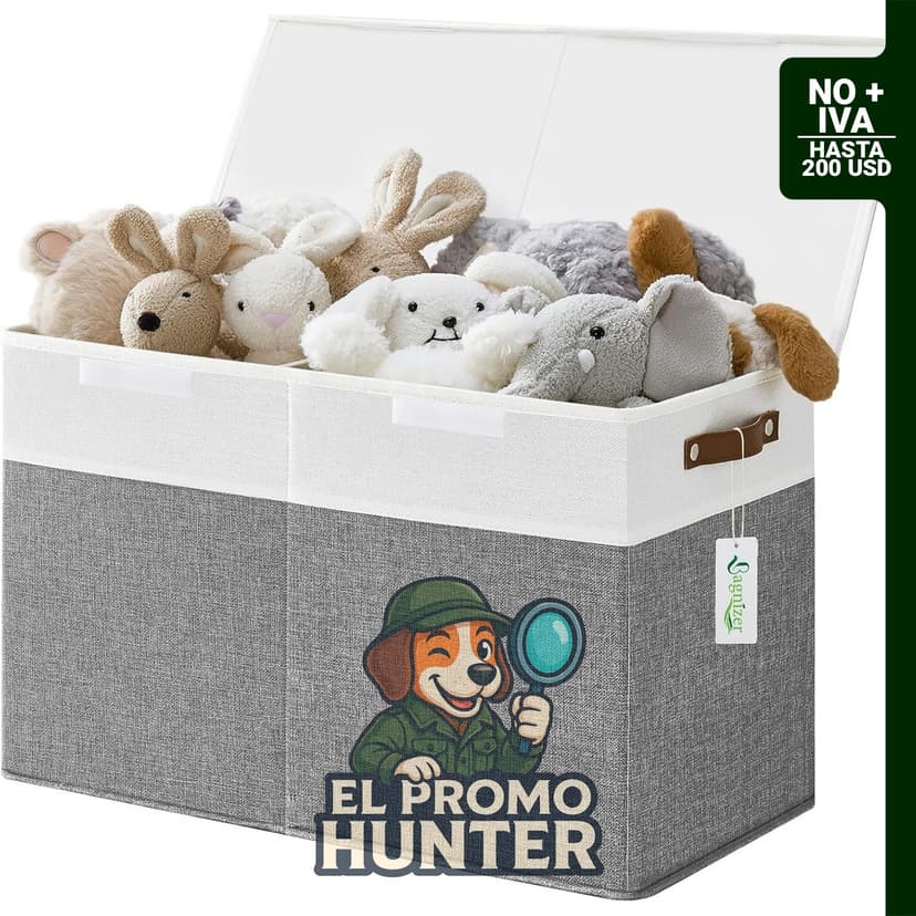 Caja grande de almacenamiento de juguetes con tapas, organizador plegable y resistente.