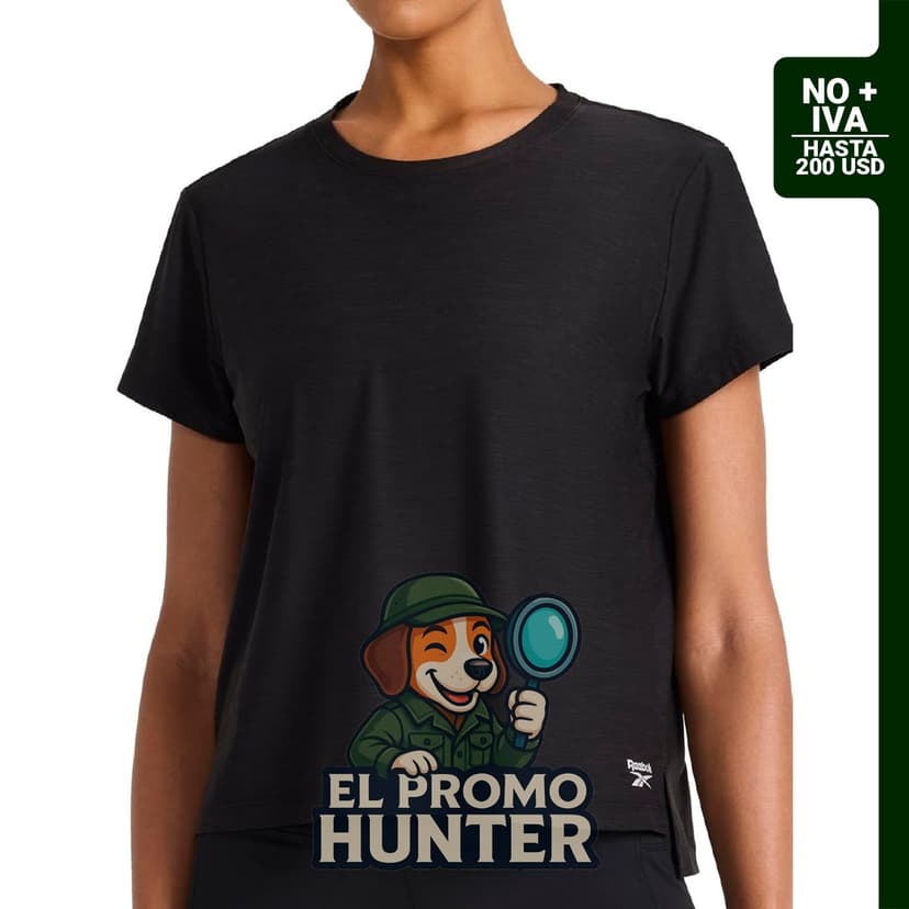 Camiseta Tech de manga corta para mujer, marca Reebok, con cuello redondo.