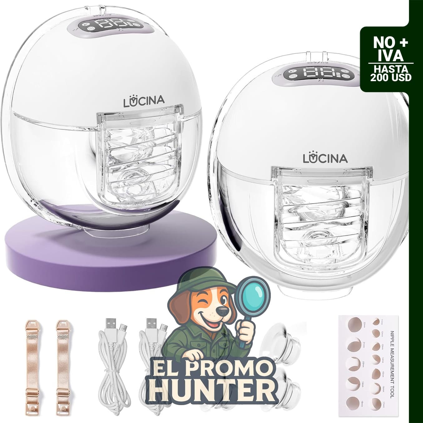 Extractor de leche manos libres, bomba de lactancia portátil con 4 modos y 9 niveles.