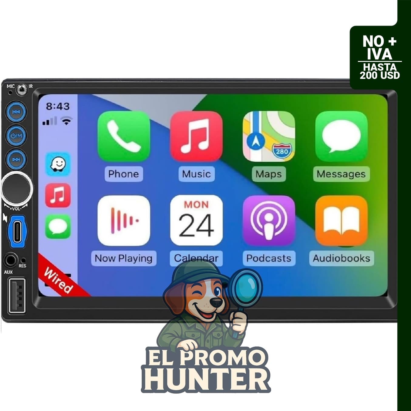 Radio estéreo para coche con pantalla táctil HD de 7" (17.78 cm).