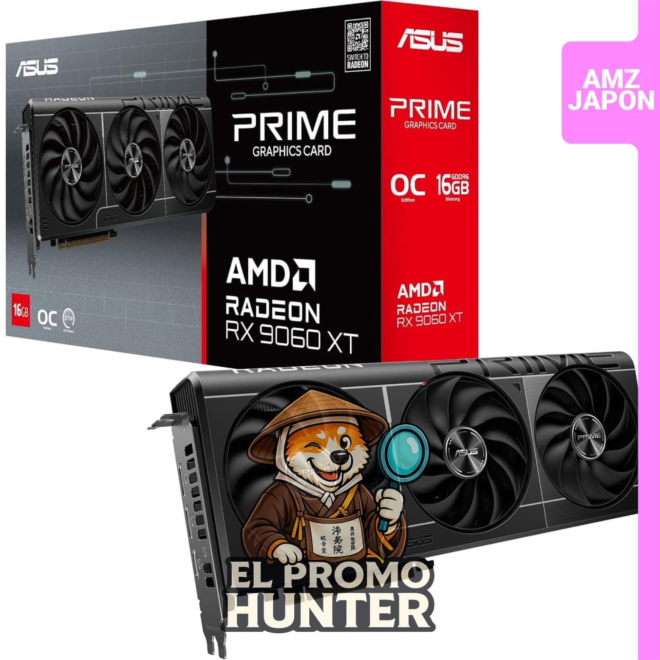 Tarjeta de video ASUS AMD Radeon RX 9060 XT, 16 GB GDDR6, edición OC.