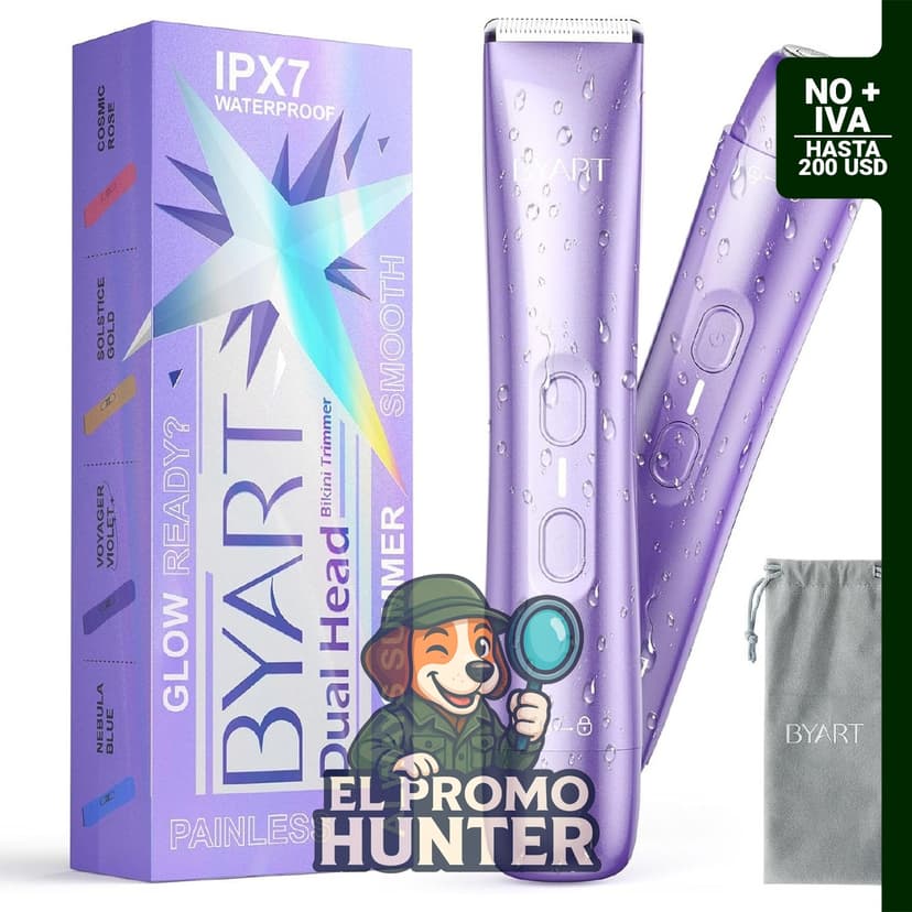 Recortador de bikini BYART para mujeres, doble cabeza, impermeable IPX7, inalámbrico y portátil.