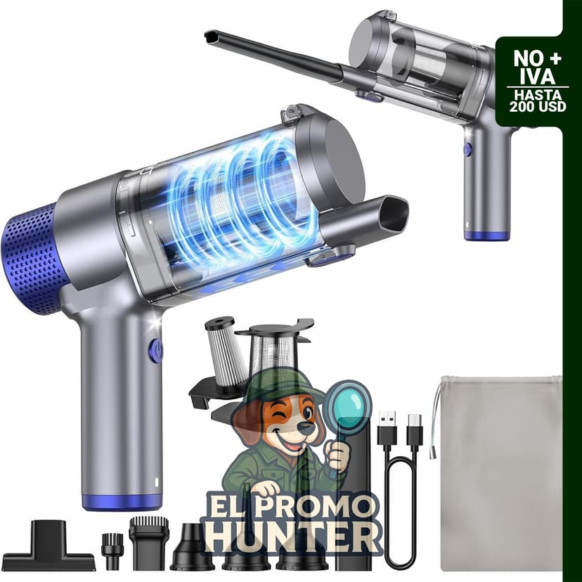 Aspiradora de mano inalámbrica JONYJ, 16000PA, 2 en 1 con soplador de aire y mini aspiradora recargable.