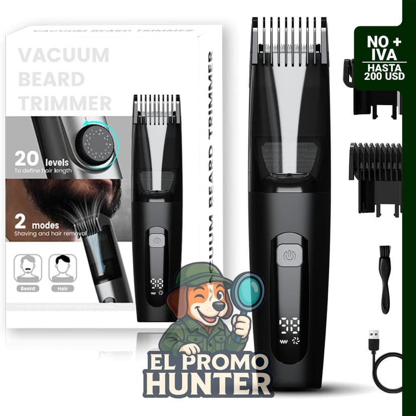 Recortadora de barba con hoja de acero inoxidable, 40 longitudes ajustables, impermeable para uso húmedo/seco.