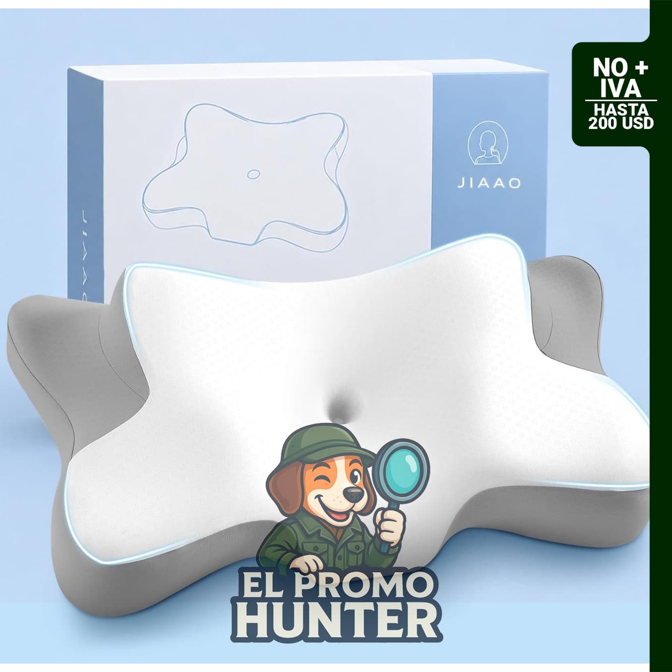 Almohada cervical Ergo 2 en 1, curvada para dormir lateral, fabricada en espuma viscoelástica.