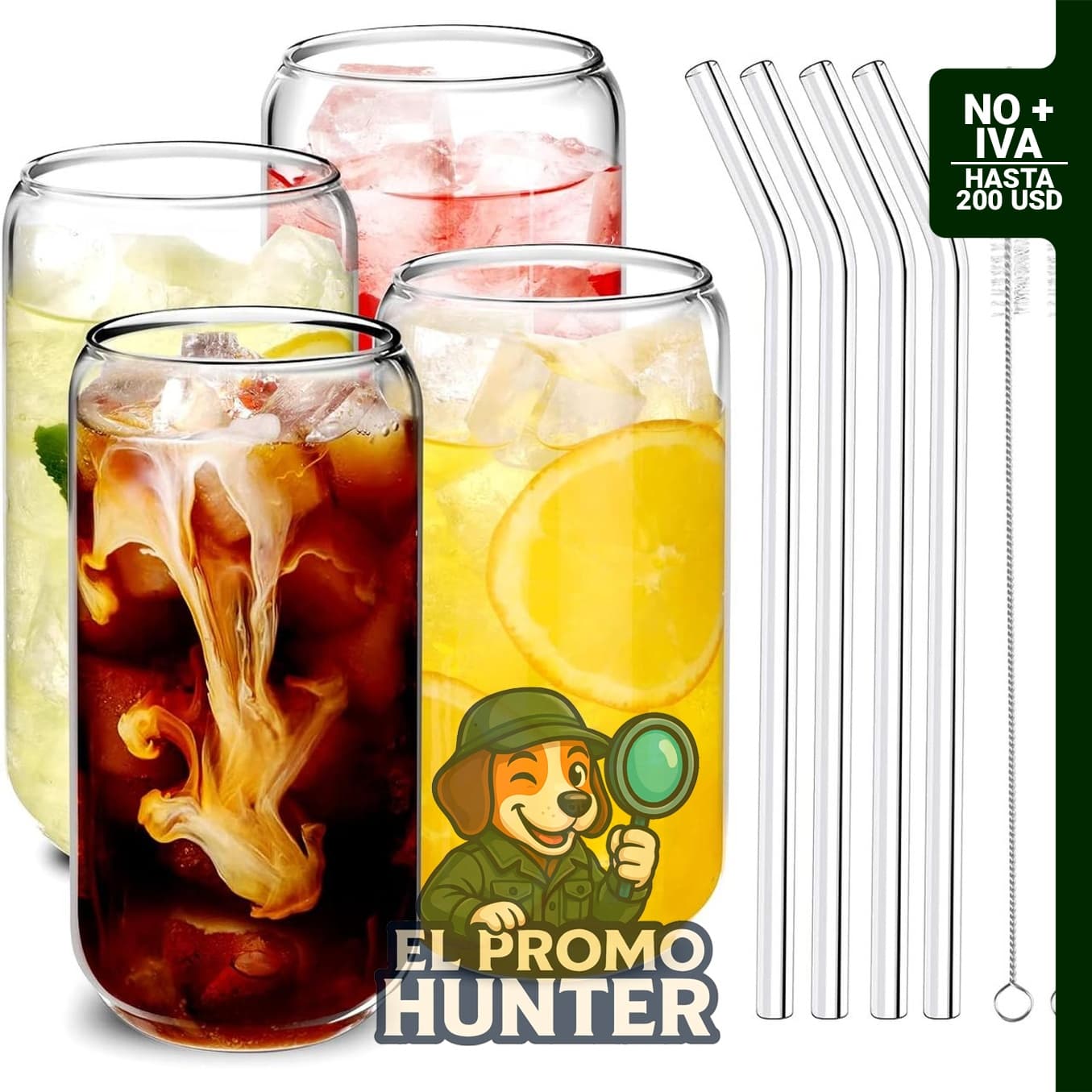 Set de 4 vasos de 16 oz (473 ml) sin tapa, marca MOHARY.