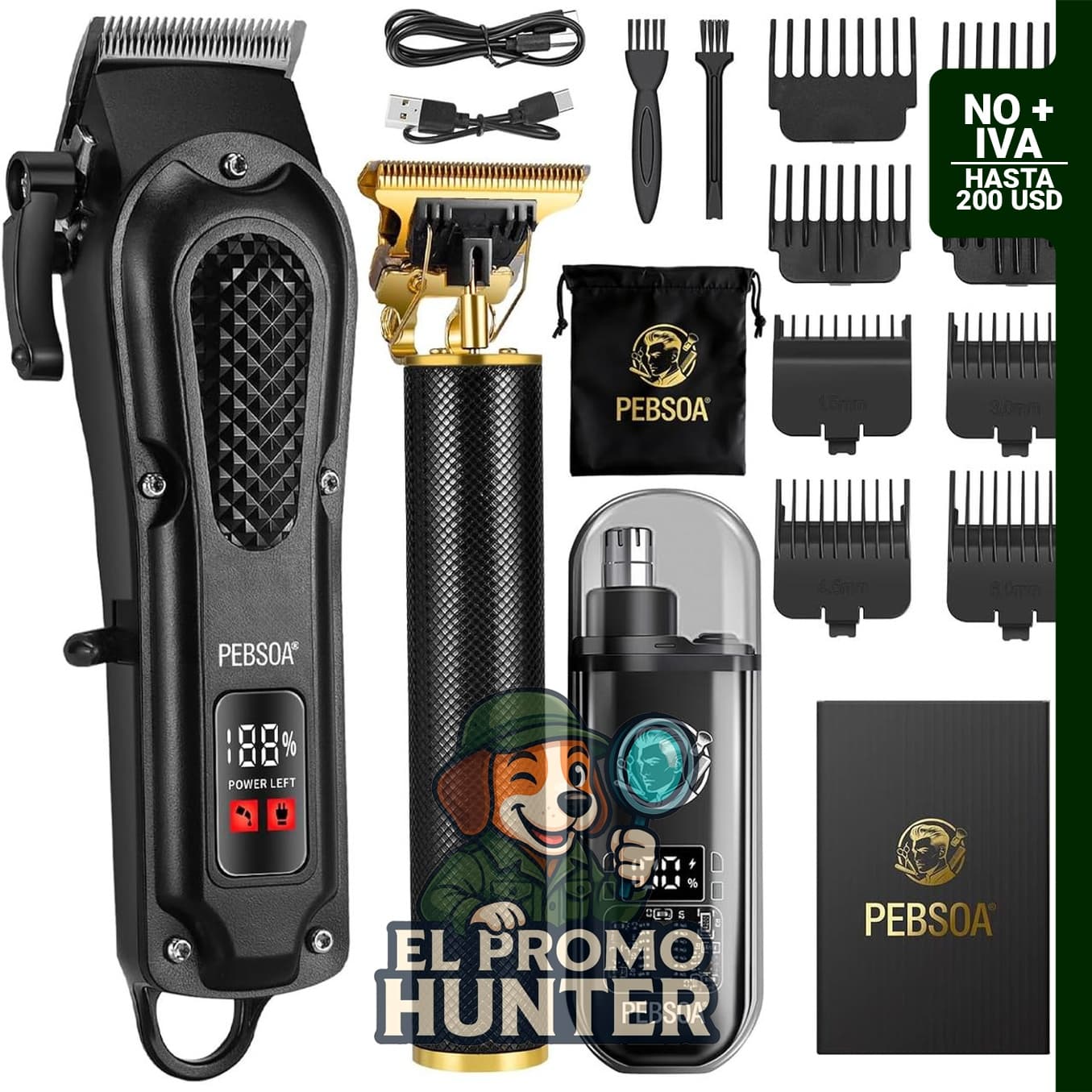 Kit de cortapelos profesional LQT, inalámbrico y con cable, recargable, con cuchilla ajustable.