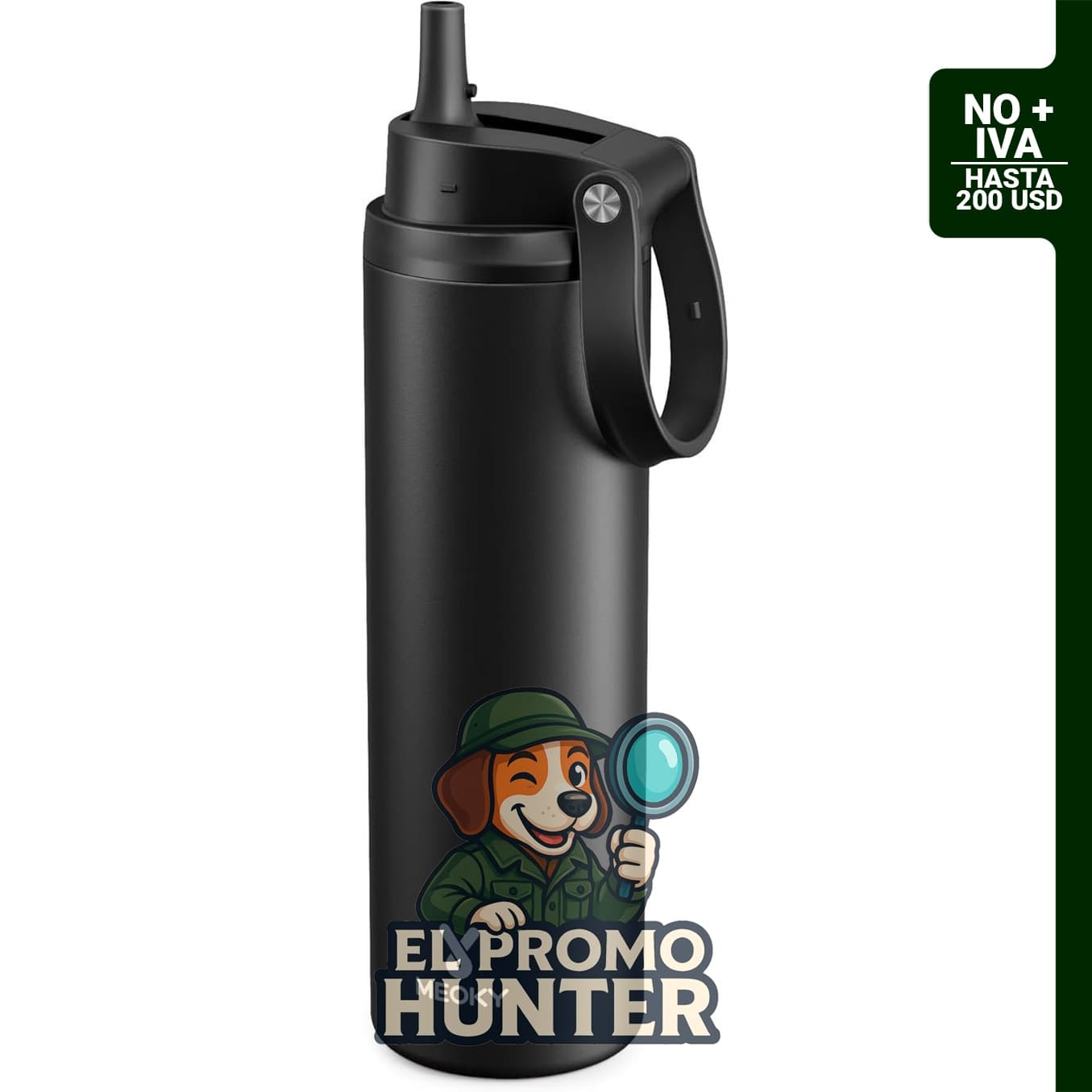 Botella de agua Meoky de 24 oz (710 ml), acero inoxidable, a prueba de fugas, con popote abatible.