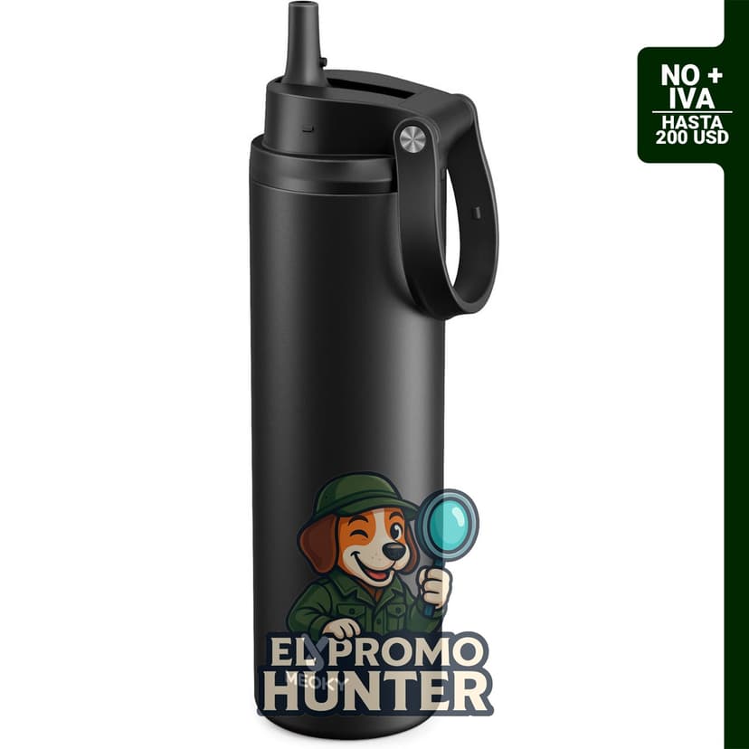 Botella de agua Meoky de 24 oz (710 ml), acero inoxidable, a prueba de fugas, con popote abatible.
