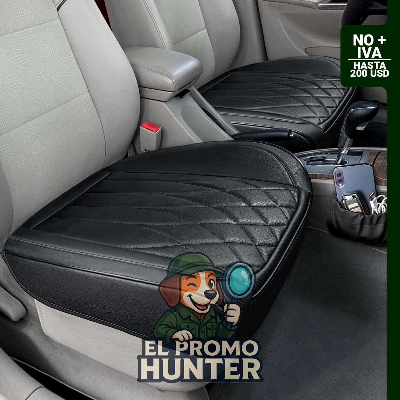 Juego de 2 fundas de cuero para asiento delantero de automóvil, antideslizantes y acolchadas, con bolsillo de almacenamiento.
