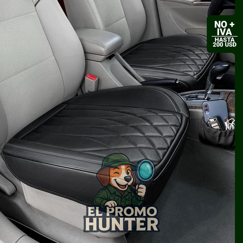 Juego de 2 fundas de cuero para asiento delantero de automóvil, antideslizantes y acolchadas, con bolsillo de almacenamiento.
