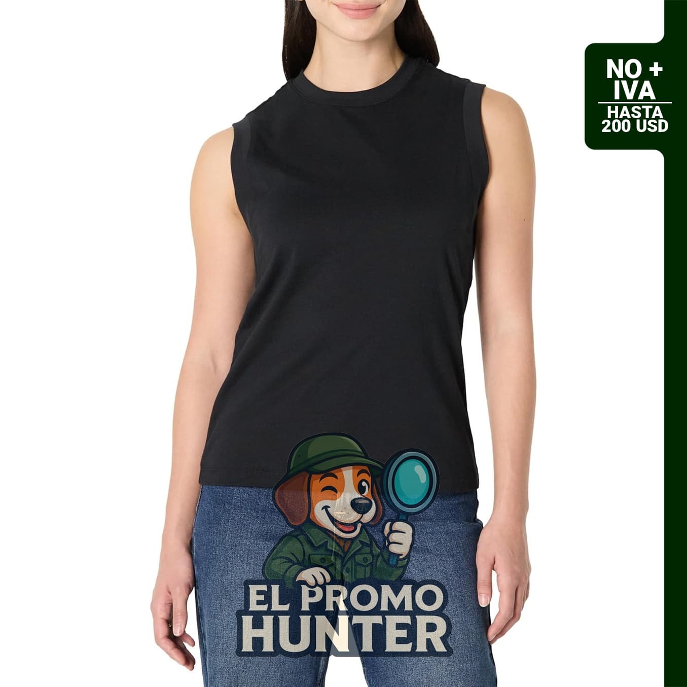 Camiseta muscular de algodón de ajuste relajado para mujer.
