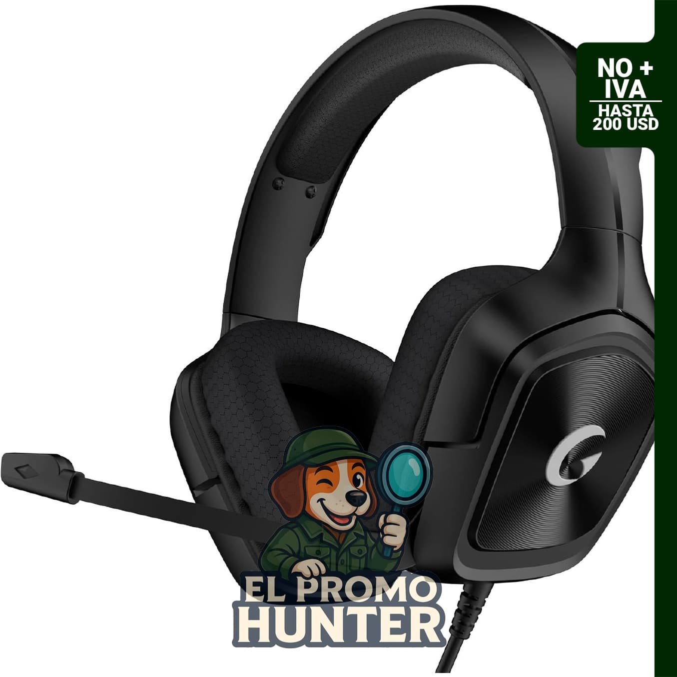 Auriculares AOC con cable para juegos, micrófono HD, graves estéreo, cable de 200 cm.