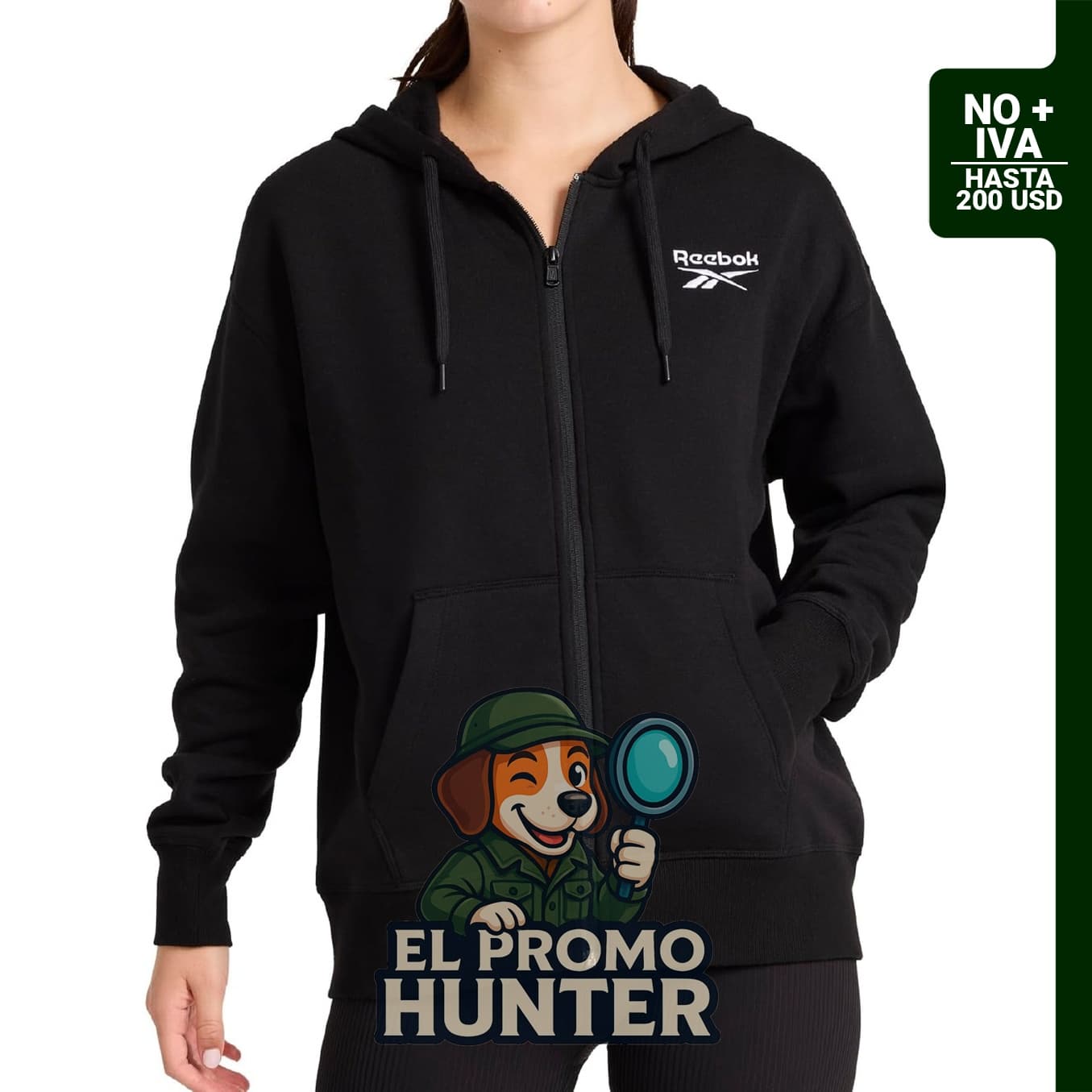 Sudadera con capucha Reebok para mujer, ajuste estándar, fabricada en mezcla de algodón y poliéster.