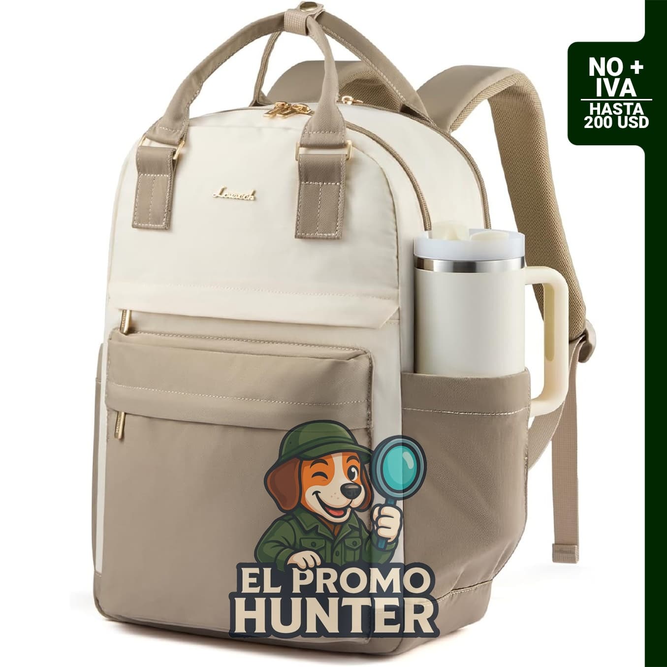 Mochila para portátil de 15,6" con 13 bolsillos.