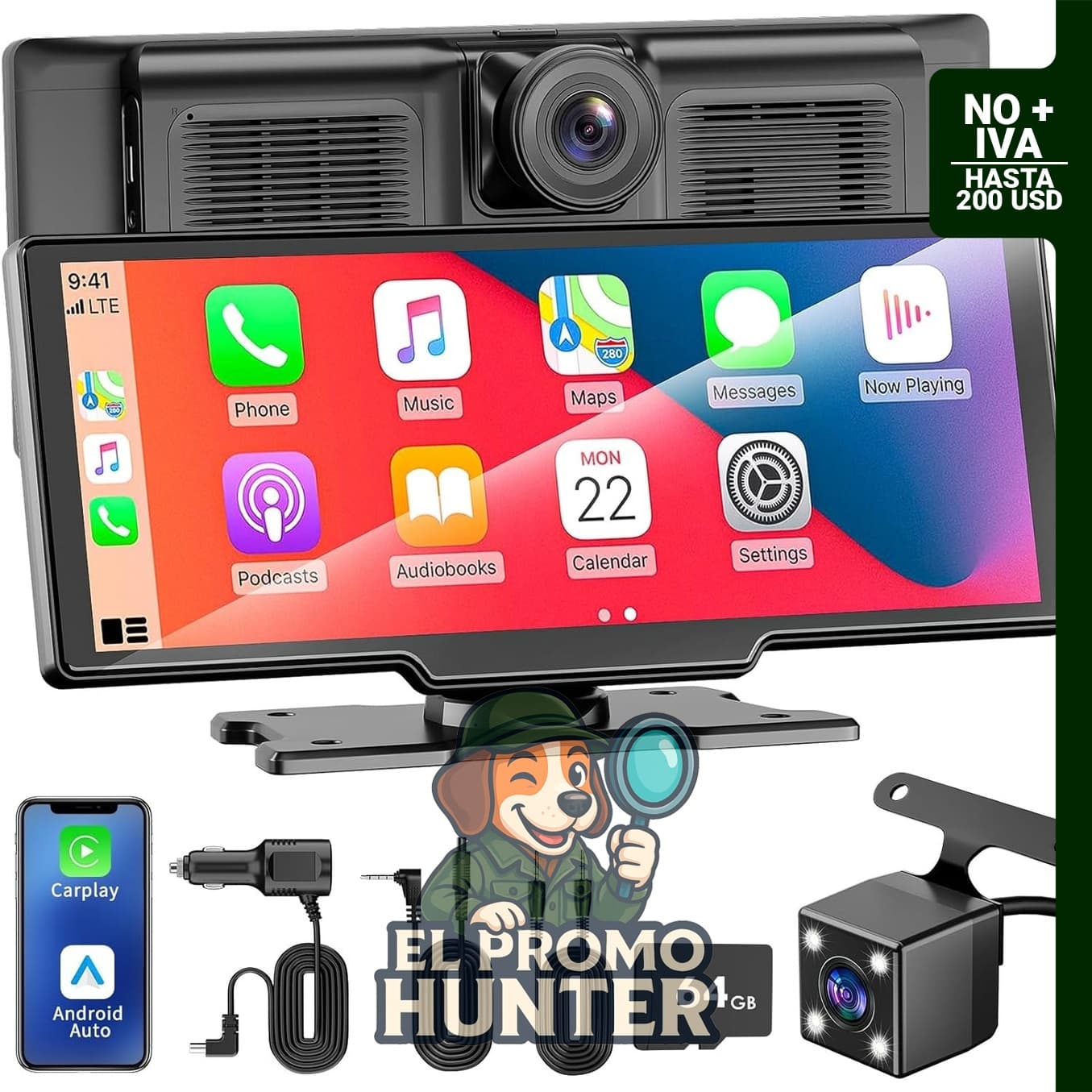 Pantalla CarPlay de 10,26" con cámaras 4K y 1080P.