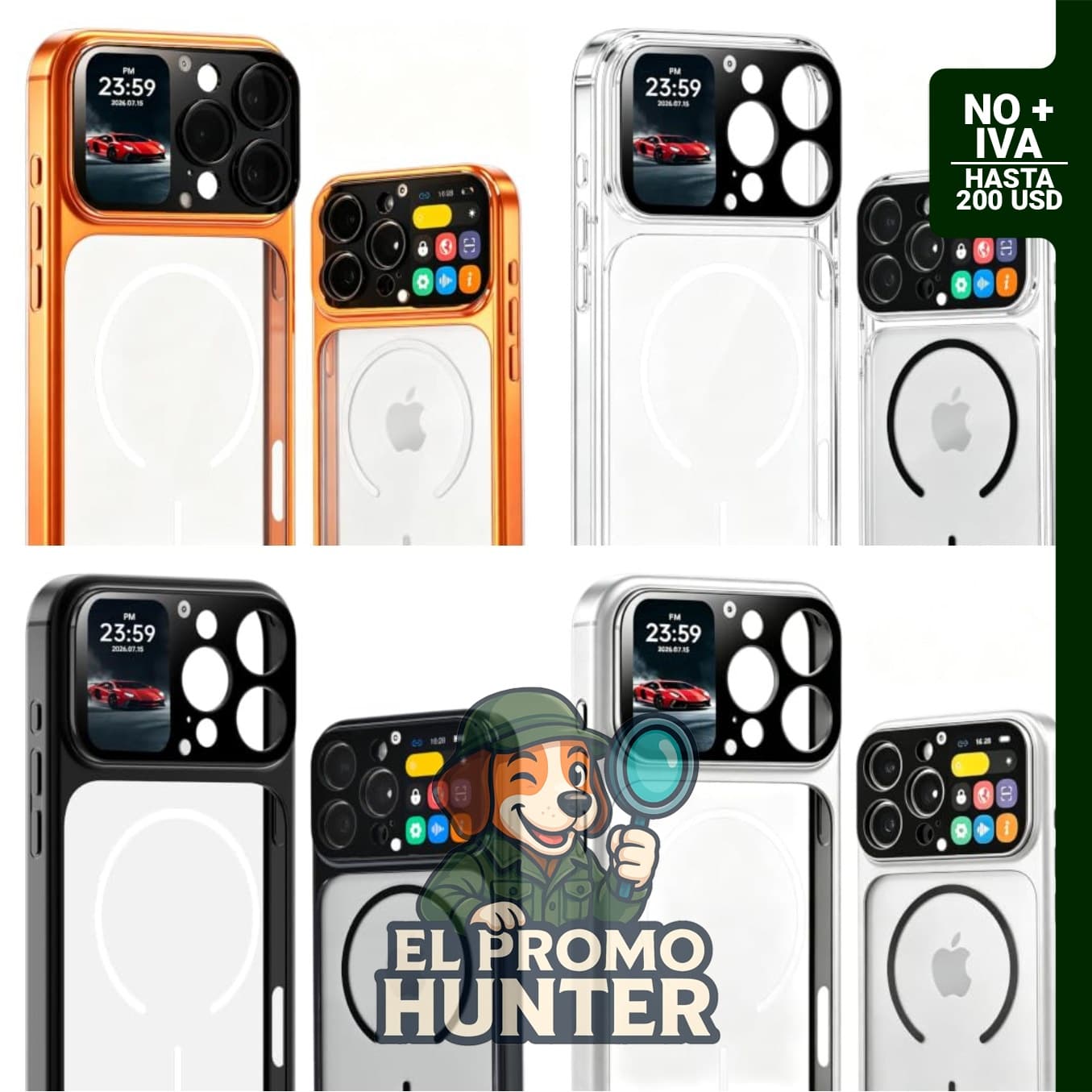 Funda para iPhone 16 Pro Max con pantalla inteligente de 1.85 pulgadas, recargable y sincronizable con fotografía, música, clima, reloj y mensajes.