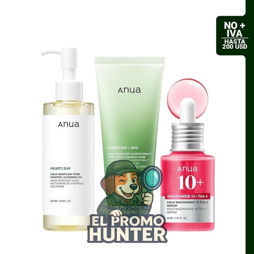 Set de cuidado facial de 3 pasos para lograr una piel luminosa de ANUA.