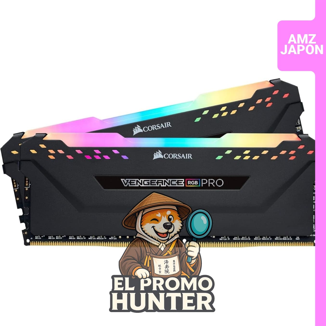 Memoria CORSAIR VENGEANCE RGB PRO DDR4 de 32GB (2x16GB) hasta 3200MHz, compatible con Intel XMP, CL16.