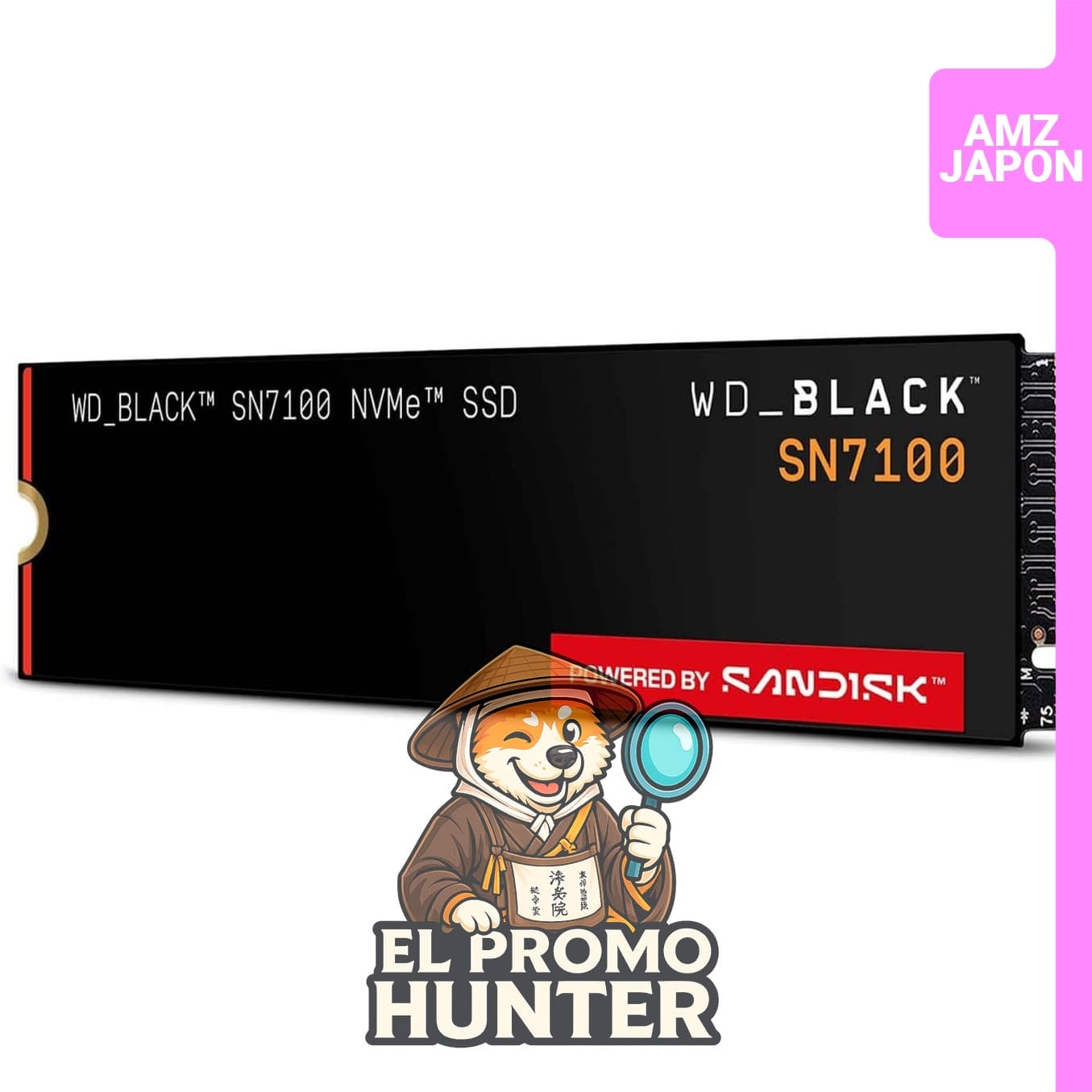 SSD interno Western Digital de 1 TB, modelo WD Black SN7100, M.2-2280, NVMe, velocidad de lectura hasta 7,250 MB/s.