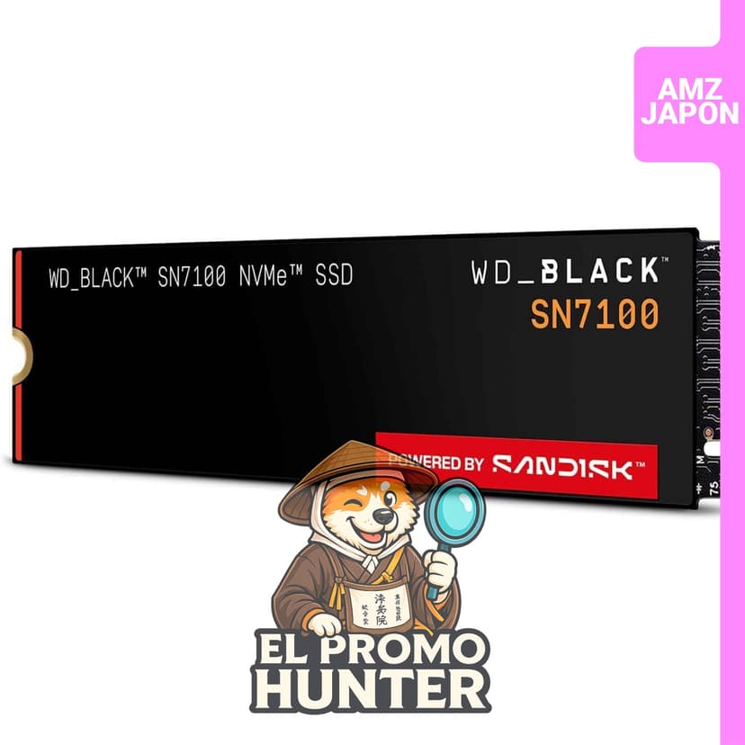 SSD interno Western Digital de 1 TB, modelo WD Black SN7100, M.2-2280, NVMe, velocidad de lectura hasta 7,250 MB/s.