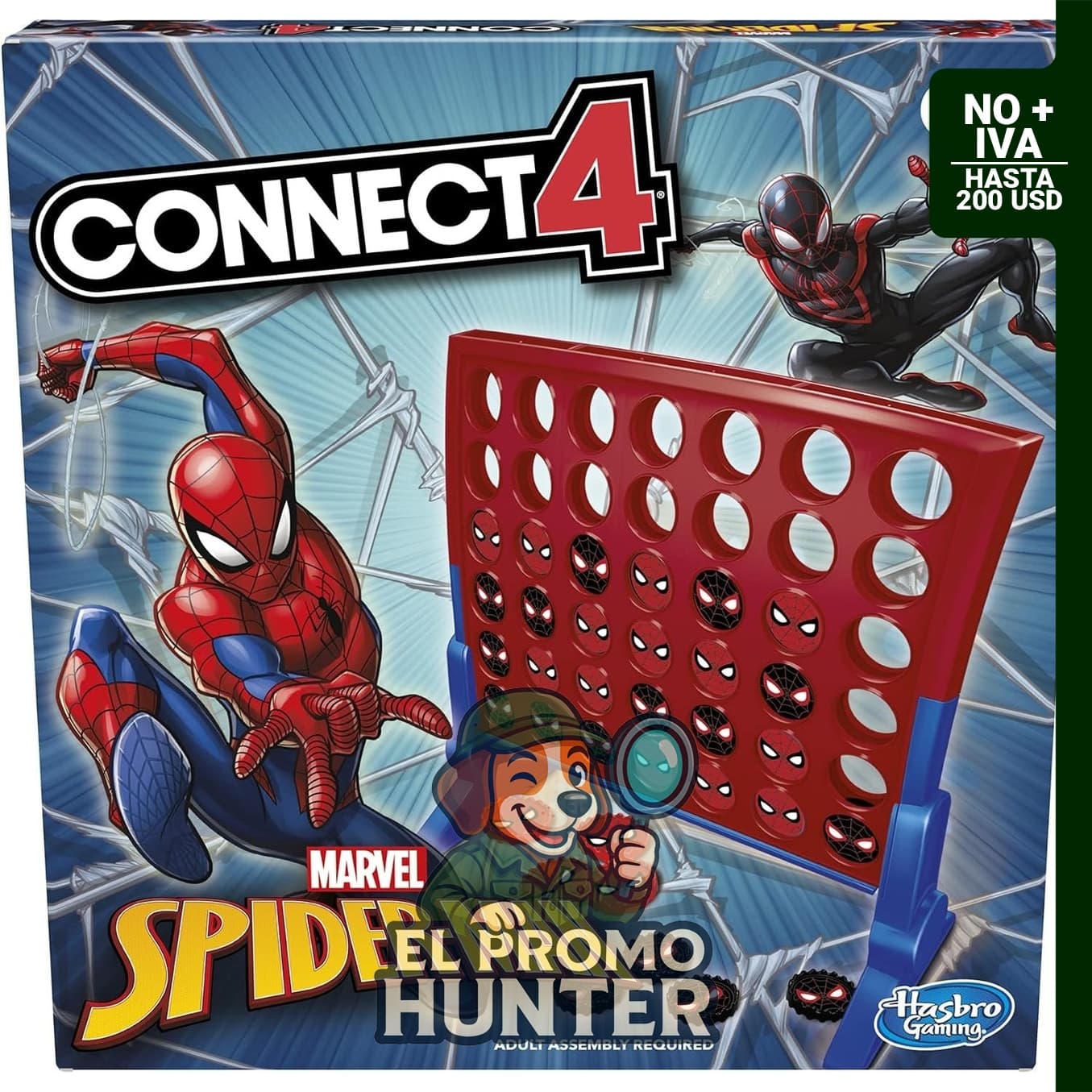 Juego de mesa de estrategia Connect 4 edición Spider-Man, para 2 jugadores, recomendado a partir de 6 años.