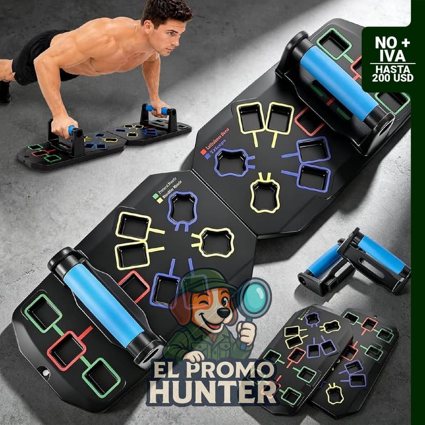 Tablero de flexiones 20 en 1, equipo de entrenamiento con diseño de rompecabezas y ranuras cuadradas.