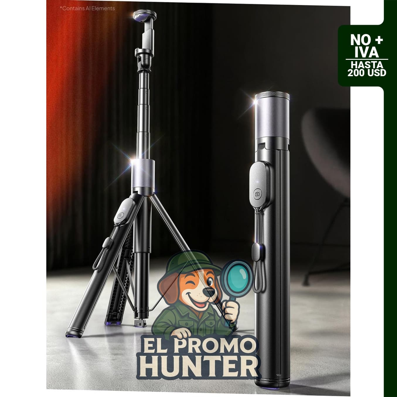 Trípode selfie stick de 67" (170 cm) con control remoto para teléfonos iPhone y Android.