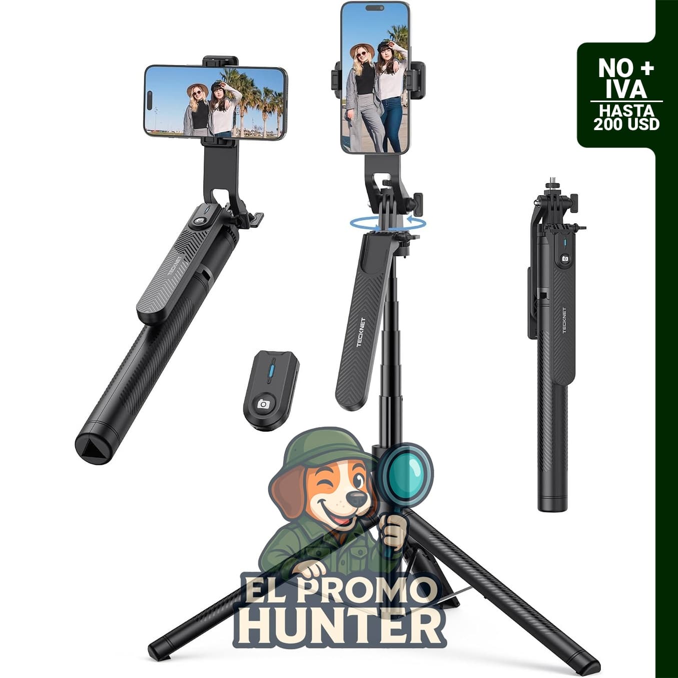 Trípode de teléfono de 71" (180 cm) y palo para selfie, soporte portátil extensible con control remoto inalámbrico.