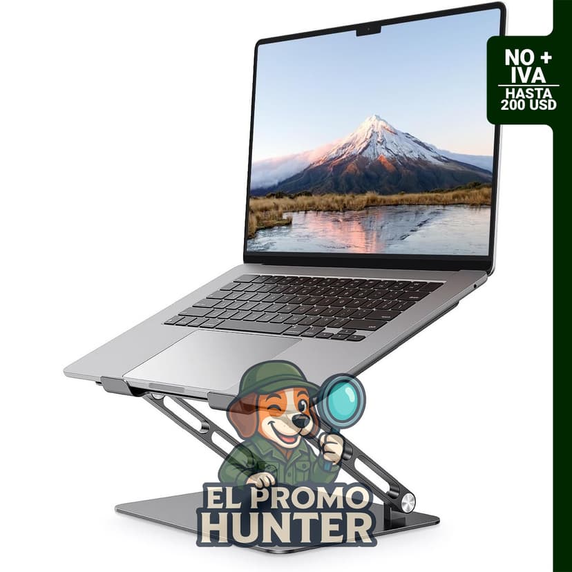 Soporte ergonómico ajustable para laptop de 10-17.3" (25.4-43.9 cm) con orificios de ventilación.