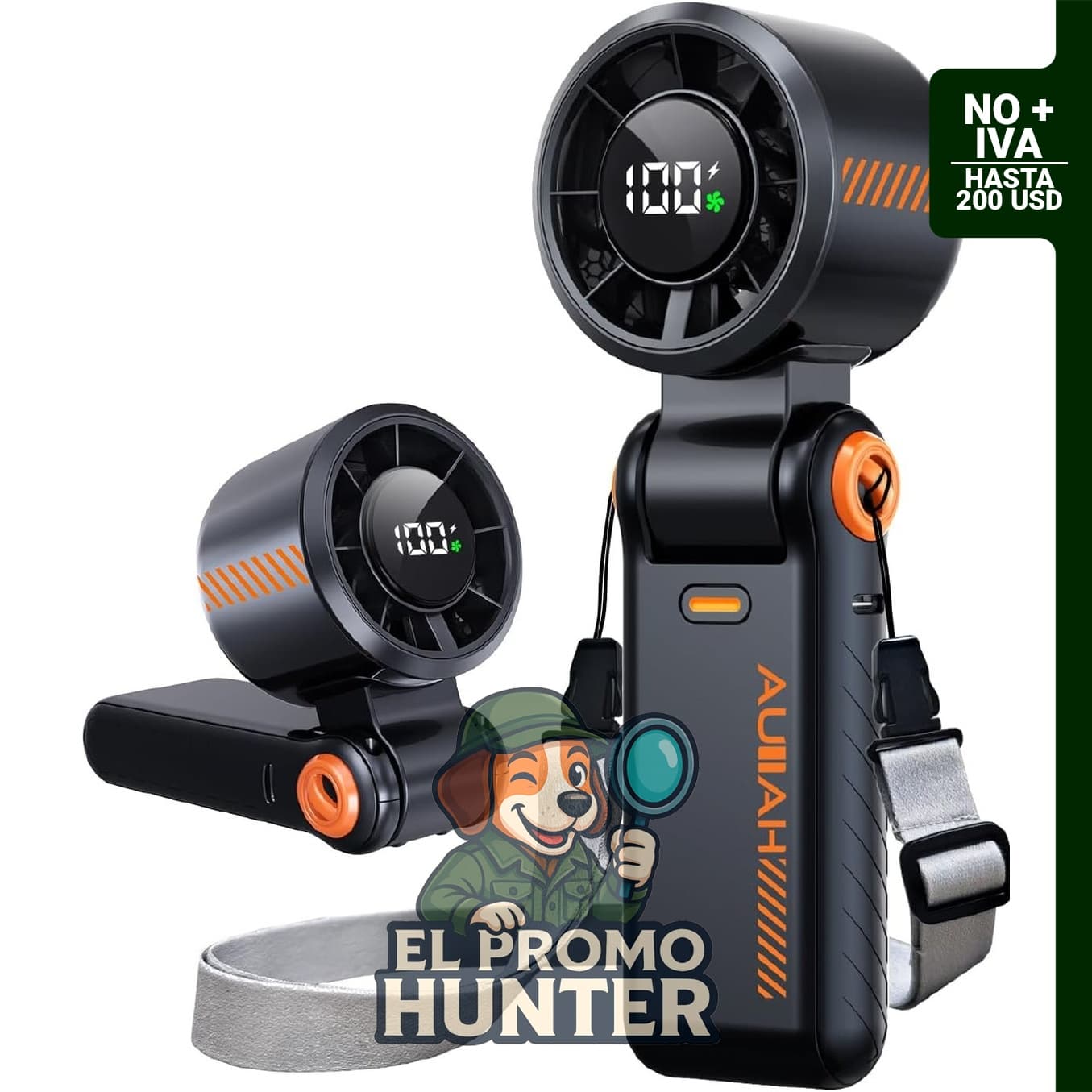 Ventilador turbo portátil de mano, recargable, 5 velocidades, plegable y con fuerte flujo de aire.