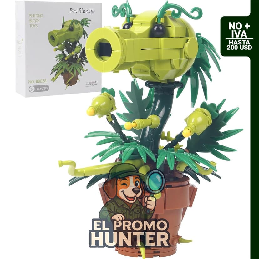 Modelo de juguete de construcción Peashooter, compatible con marcas principales, incluye plantas y zombis.