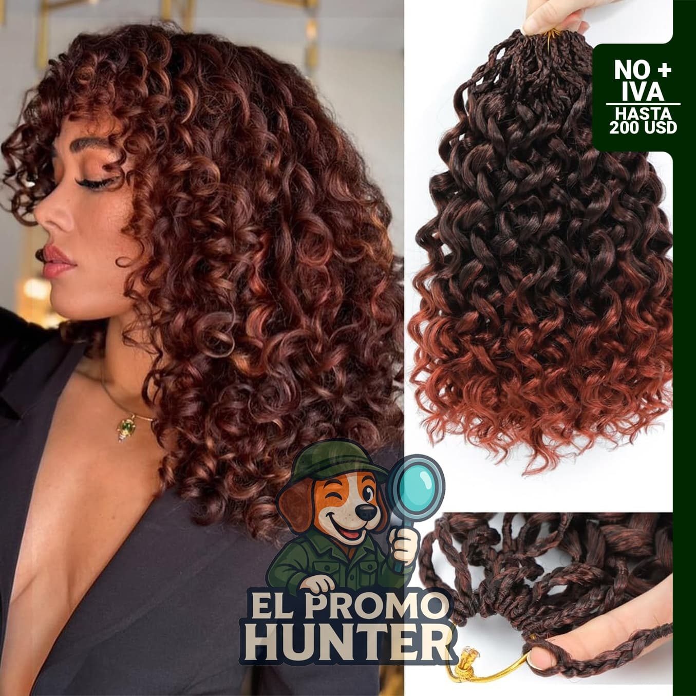 Gogo Curl Cabello de Ganchillo Pre Enrollado, 8 paquetes de cabello sintético rizado, 14" (35,6 cm).